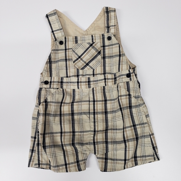FAO SCHWARZ  BOYS 2 PIECE PLAID OVERALL SHORT SET - Picture 4 of 6